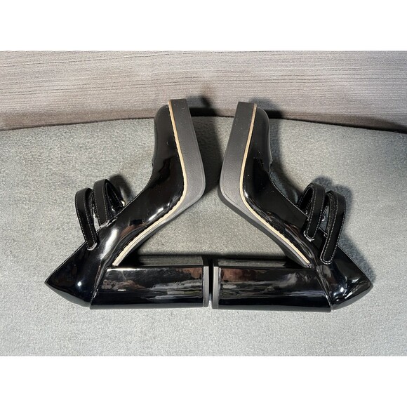 Steve Madden Twice Size 7 Mary Janes Pumps Black Patent Block Heels Platforms - Picture 9 of 12